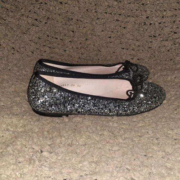 PRETTY BALLERINAS-Rosario-Black/Silver Glitter-Bow-Size 36-Excellent - Picture 4 of 7